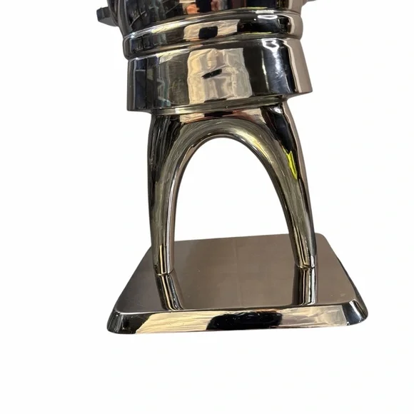 VINTAGE POTTERY BARN SILVER-PLATED SANTA CANDLE HOLDER DISH